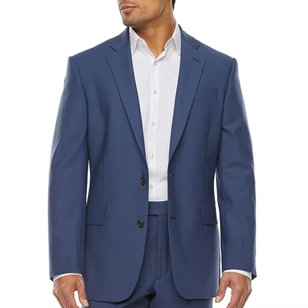 Men's Stafford Big & Tall Wool Suit Jacket - Mid Blue - Var Szs - NWT
